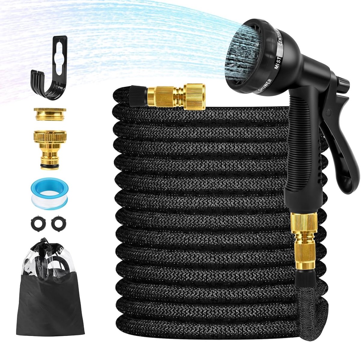 Flexibele tuinslang - 100FT - tuinhanddouche met 8 functies