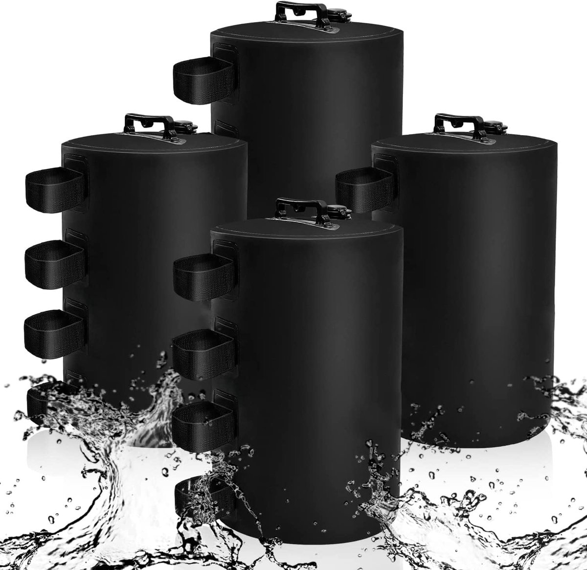 Paviljoen set met water te vullen gewichten - voor stabiliteit - 4 stuks - zwart