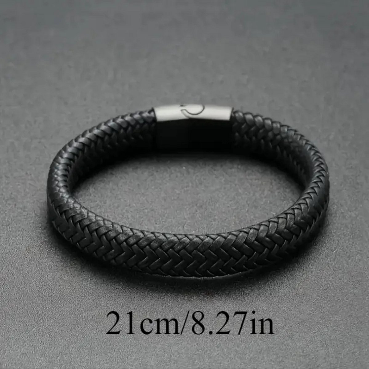 Livano Armband - Staal - Nep Zilver - Heren - Zwart