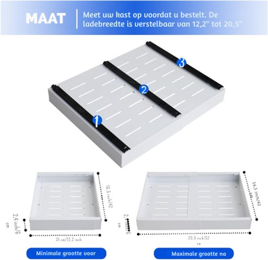 Telescopische Lade, Verstelbare Breedte, Uittrekbare Kastorganizer Keuken Om Te Lijmen Keukenkast Organizer Uittrekbaar Geen Boren En Spijkers Nodig 784462025