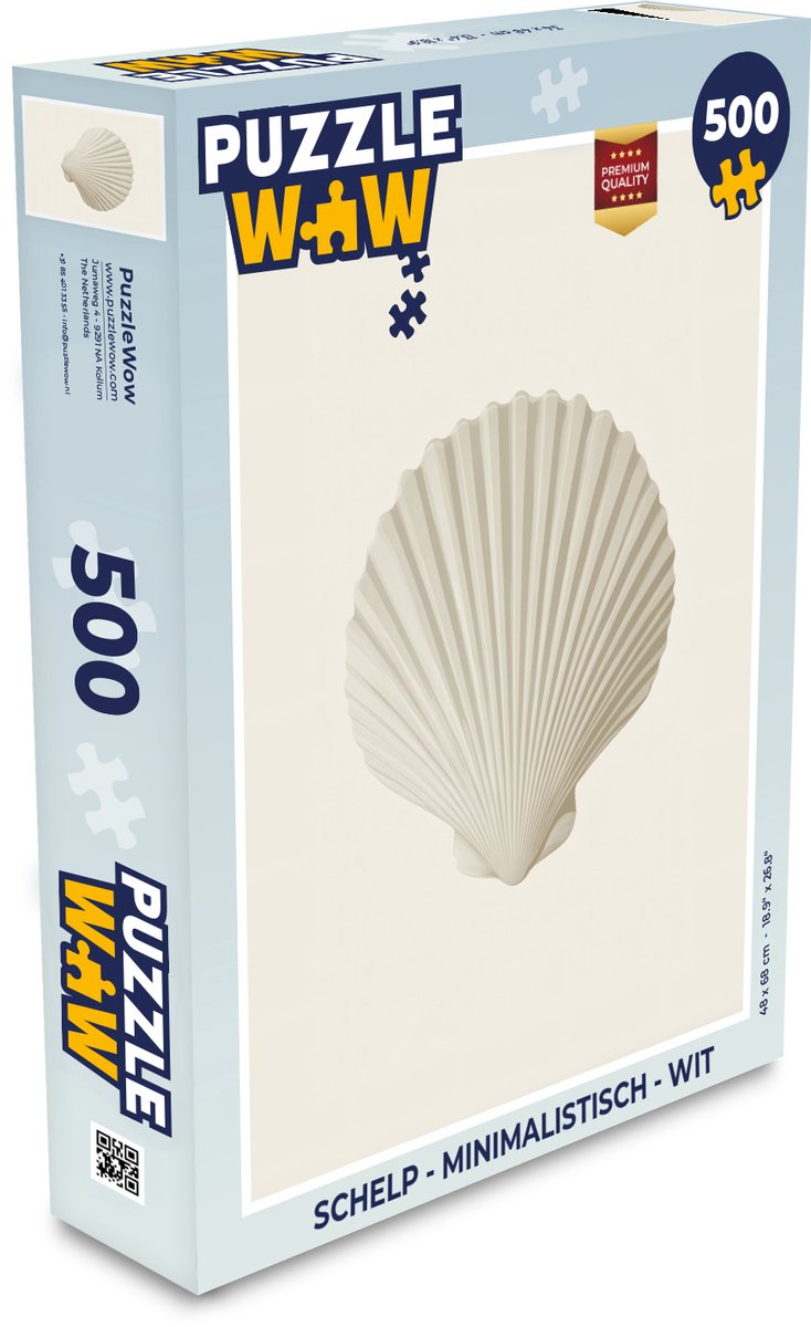 Puzzel Schelp - Minimalistisch - Wit - Legpuzzel - Puzzel 500 stukjes