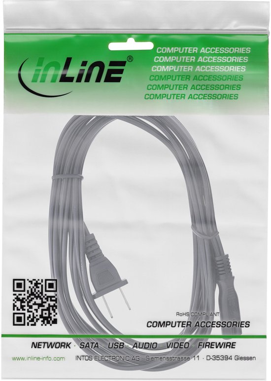 C7 (recht) - Type A / Amerika (recht) stroomkabel - SPT AWG18/2 / zwart - 1 meter