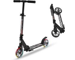 Suotu Kinderstep - 145mm Lichtgevende Wielen - Step - Speelgoed Jongens/Meisjes - Max stuurhoogte: 85 cm - tot 50 kg - Aluminium - Zwart