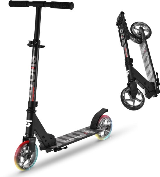 Suotu Kinderstep – Step – lichtgevende wielen – voor Jongens en Meisjes – Aluminium – Zwart