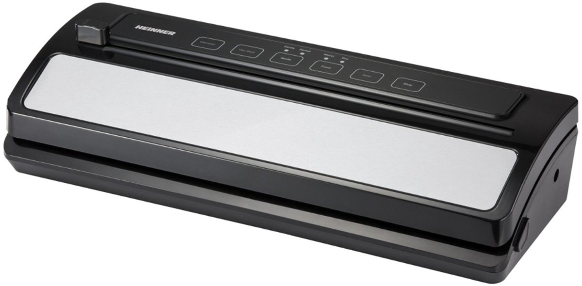 Heinner Vacumeermachine – 110 W – Droog & Vochtig – Normal & Gentle – Automatisch Vacumeren en Sealen – Containerfunctie – 3 mm Sealnaad – Geïntegreerde Snijder – Zwart/Zilver