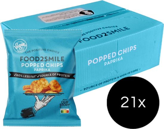 Food2Smile | Popped Chips Paprika | 25g | 21 stuks | 21 x 25 gram