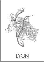 DesignClaud Lyon Plattegrond poster A4 + Fotolijst wit