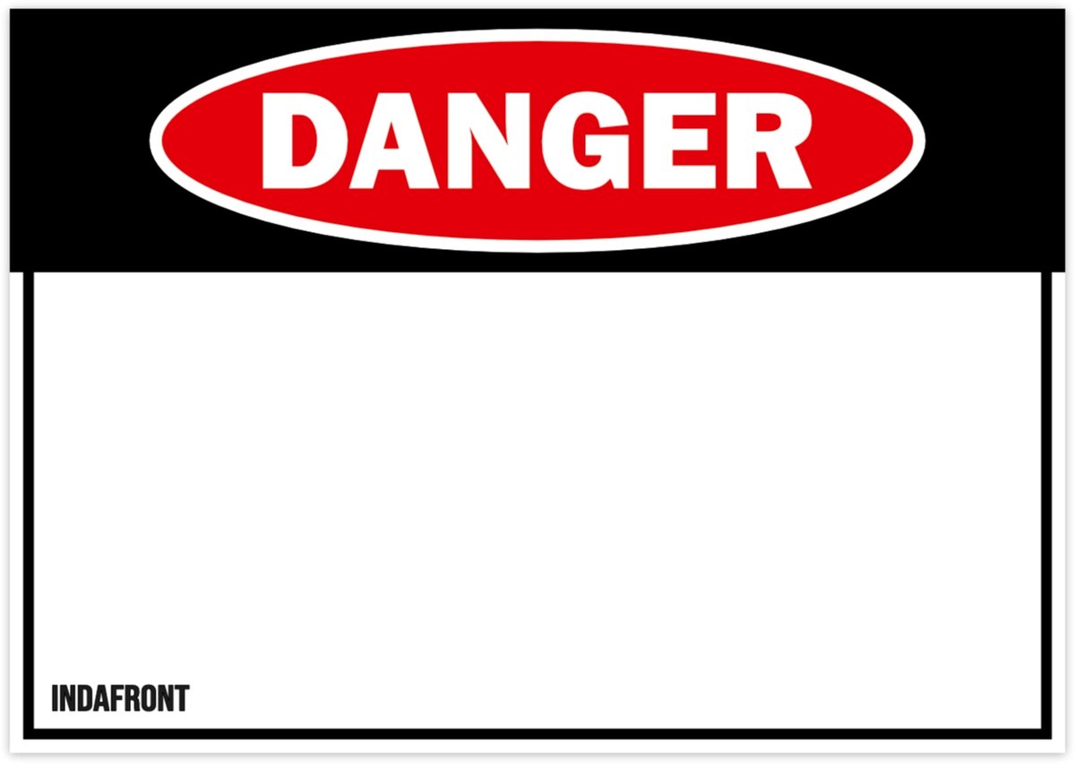 Indafront Danger Stickers - 50 stuks - Zijdeglans afwerking