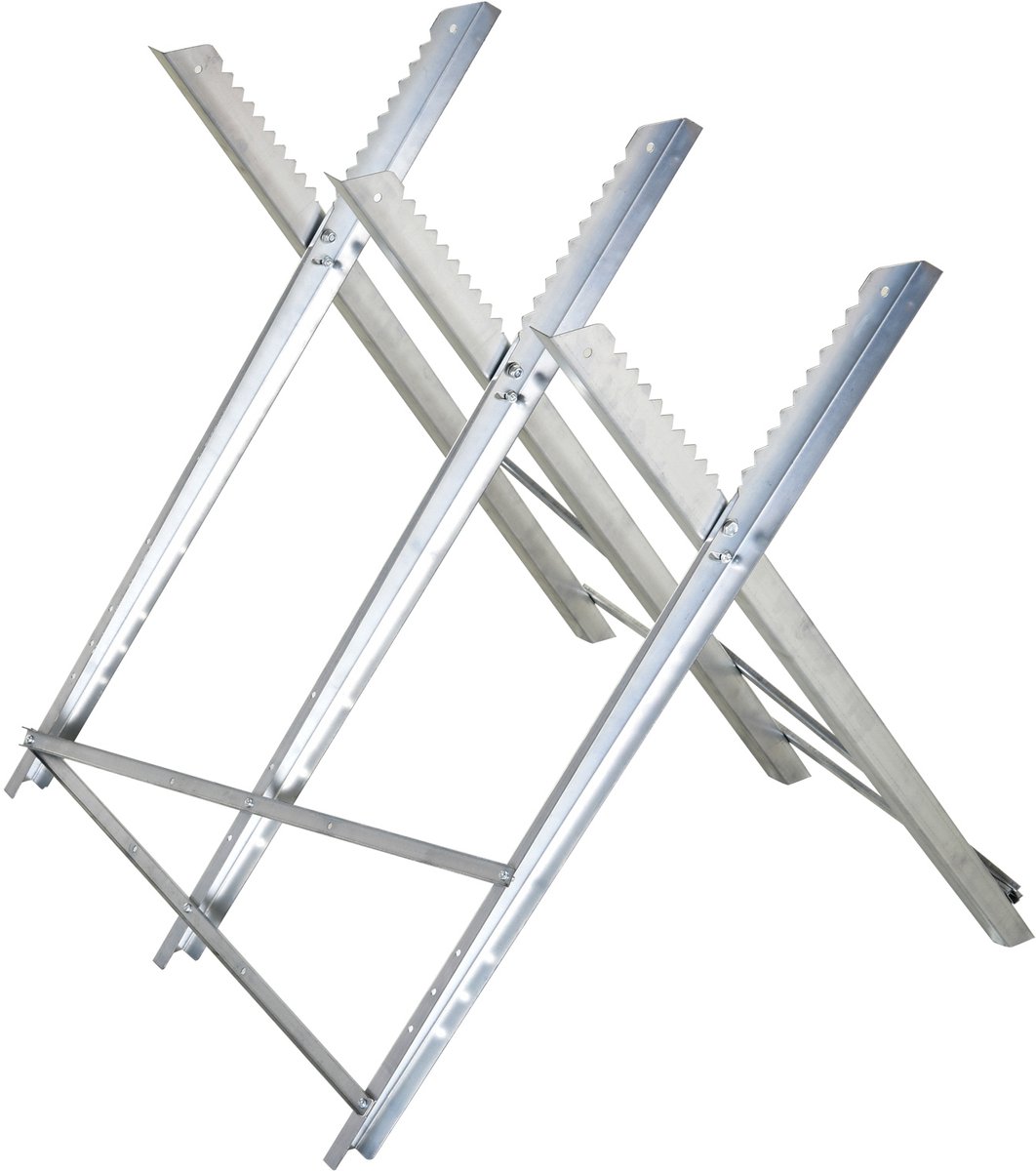 Zaagbok inklapbaar voor brandhout metaal 83x83x79 cm - zilver