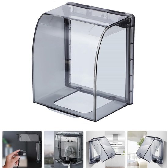 KZQ 1 stuk - stopcontact afdekking - stopcontact afdekking - waterdichte stopcontact afdekking - zelfklevende stopcontact afdekking - stekkerbeschermer - 105 × 118 × 45 mm - zwart