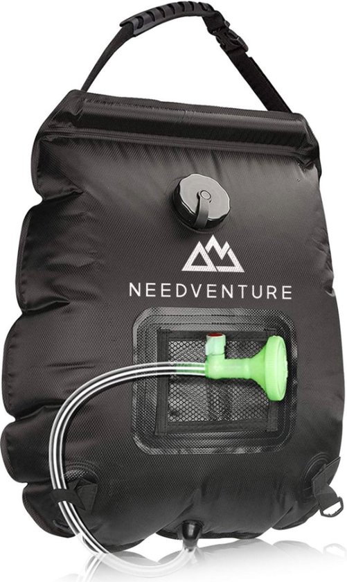 needventure® Solar Douche - Camping Douchezak - Buiten Douche - Tuindouche - Inclusief Thermometer - Waterzak Met Douchekop - 20L - Zwart