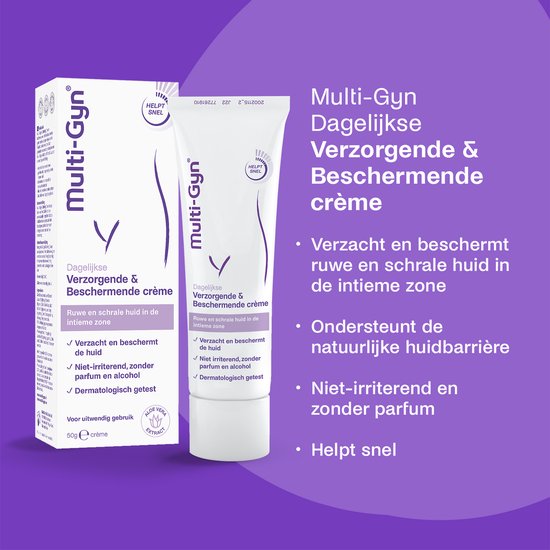 Multi-Gyn CalmingCream Verzorgende & Beschermende crème 50 g - Intieme verzorging voor directe verlichting van jeuk en irritatie, Vaginale crème voor kalmerend effect, tegen droge huid, klinisch bewezen, voor dagelijks en uitwendig gebruik
