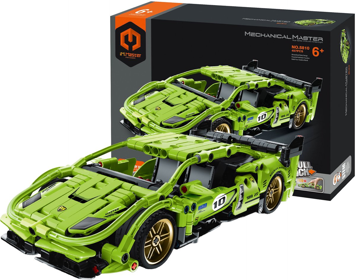 Gear2Play Im.master - pull back supercar groen constructiespeelset