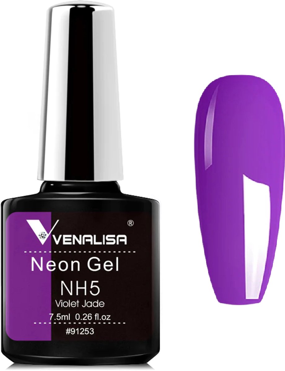 Venalisa UV Gellak Paars - Neon - 7.5 ml - Gellak Neon - Gellac Neon - Gellak Neon Paars - Paarse Neon Gellak - Gellak Fluo - Gellak Fluoriserend - Gellak Felle Kleuren - Gellak Kleuren - Venalisa Gellak - Gellak Nagellak