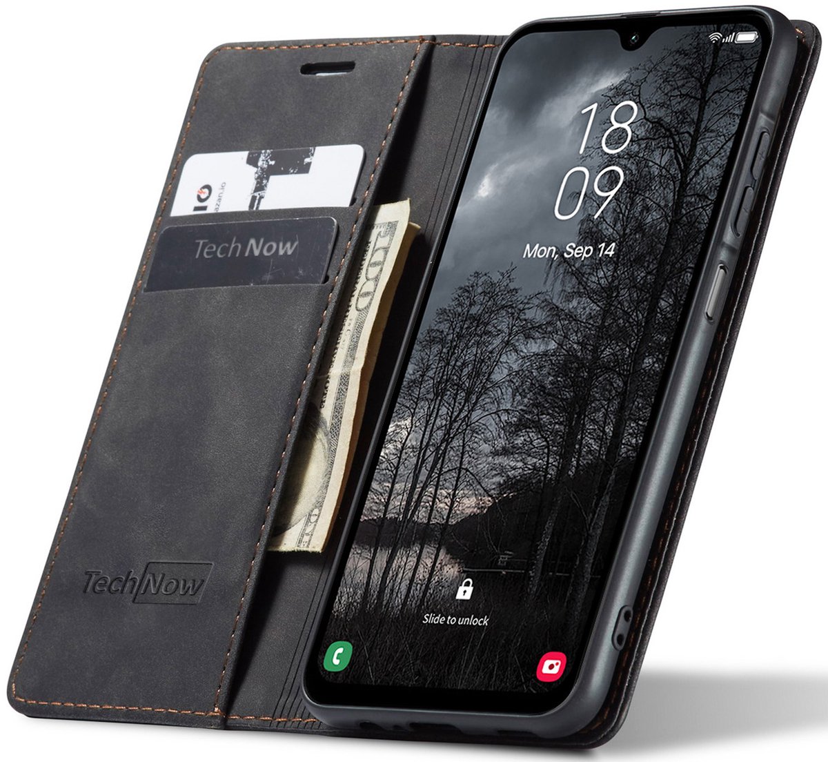 Hoesje geschikt voor Samsung Galaxy A56 / A36 - Book Case Leer Slimline Zwart
