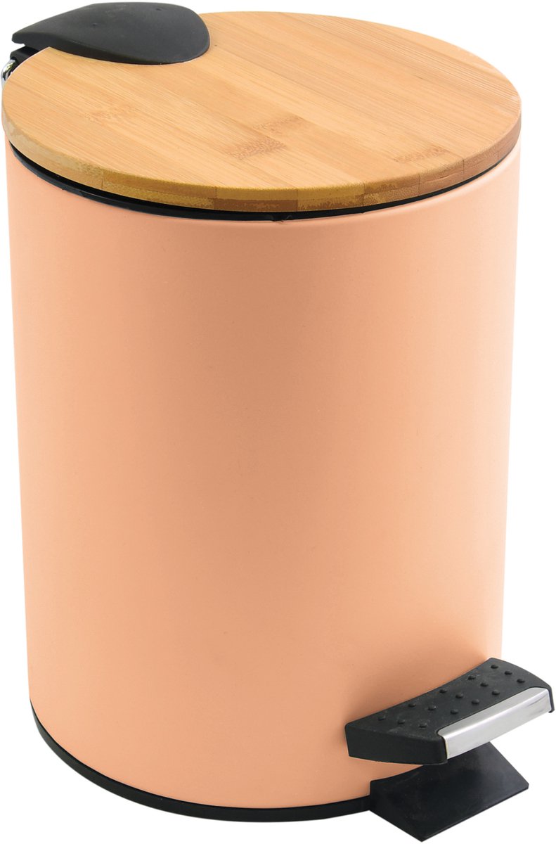 Spirella Pedaalemmer 3L - ADONIS - Prullenbak Badkamer - Bamboo - Perzik