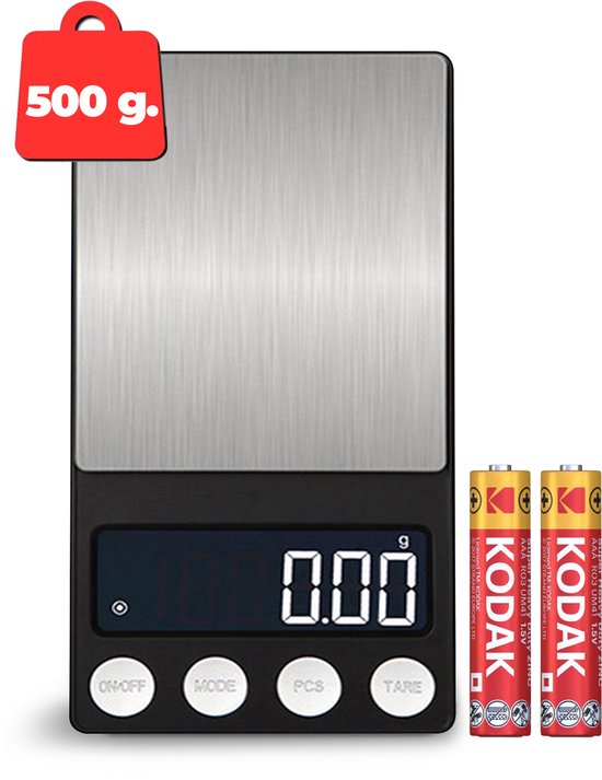 Premium Commerce® - Weegschaal Keuken Precisie - 0 01 tot 500 gram - Incl. batterij - Ultra nauwkeurig!