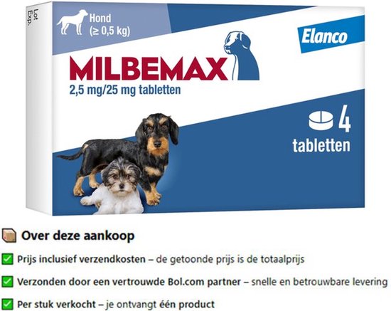 Milbemax Ontworming Tabletten Hond 0,5 - 10 kg 2 x 2 tabletten