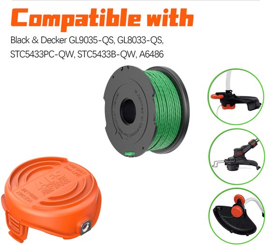 Trimmerspoel voor Black & Decker GL9035-QS, GL8033-QS, STC5433PC-QW van Merkloos	 — afbeelding 4