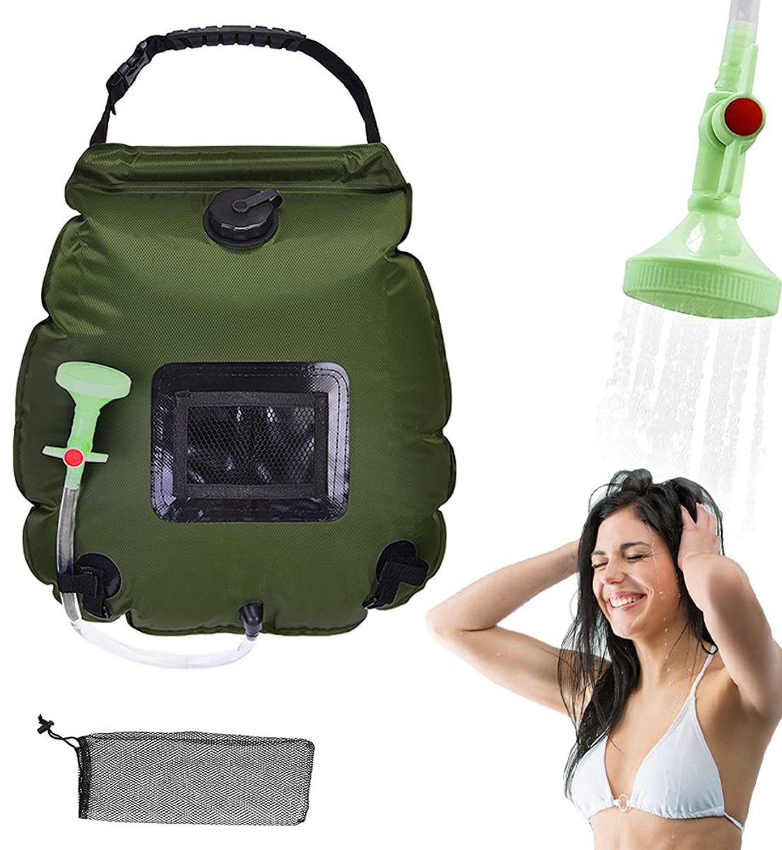 Ibenzoa® C draagbare en milieuvriendelijke zonnedouche voor kamperen met 20-liter capaciteit en handige opbergtas