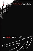 Boekomslag met "THE SECRET AGENT" en een witte schets van een lichaam op een zwarte achtergrond.