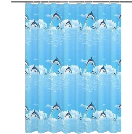 Rideau de douche - Anti-moisissure - Polyester lavable - Imperméable - Convient pour salle de bain et baignoire - 180 x 200 cm - Blauw