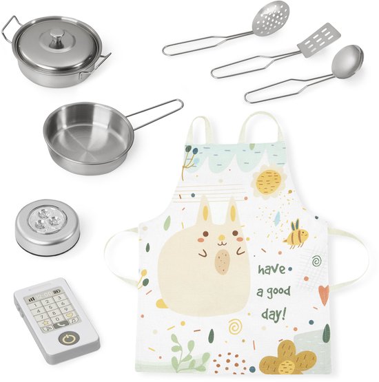 MULEVIP Houten Keukenaccessoires Set – 16-delig Speelgoed Voor Kinderkeuken, Fruit & Groenten Om Te Snijden