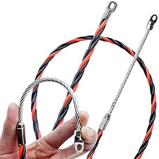 Draadtrekker met visband, 50 m 4,5 mm kabeltrekker, visdraad, draadgeleidingsapparaat met 2 geleideveren en 5 connectoren, kabeltrekkers voor elektrische kabels, trektape