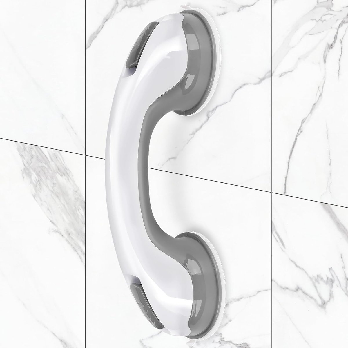Douchehandvat 1 stuk Bad en douche handrails, 12 inch badkamer handrails met krachtige zuigplaat, balansstok veiligheid handrails, geschikt voor gewonden, ouderen, ouderen, grijs