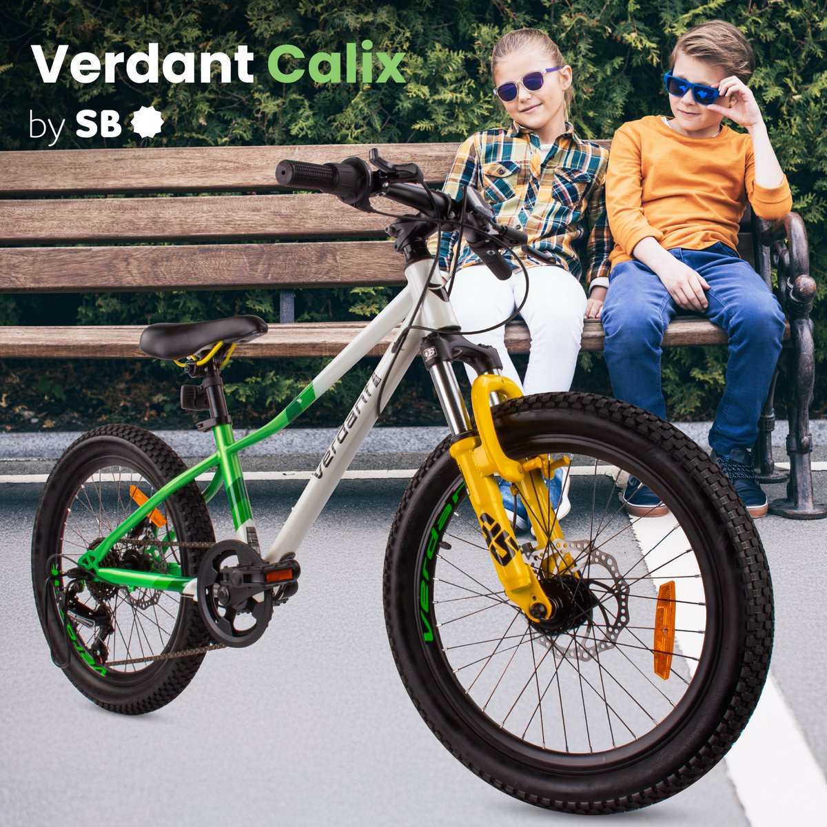 Vélo Enfant 20 Pouces TESUGN - 7 Vitesses, Cadre Acier, Freins V, Vert Pour Filles Et Garçons 130-150cm