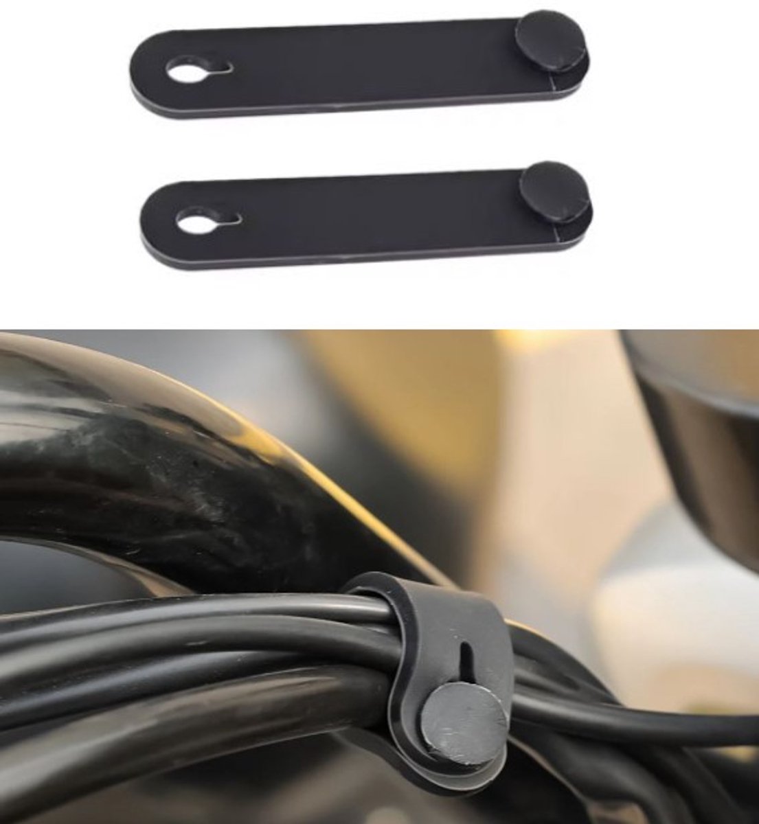 2 stuks Kabelbinder - kabelbinders - motor auto elektra - zwart rubber - stroomvoorziening - bureau organizer - universeel - stroomkabelbinder rubber - bedrading motor kabelbinder hersluitbaar