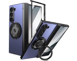 Zandarix Geschikt voor Samung Galaxy Z Fold 6 5G - 360 draaibaar stand hoesje met scharnier - Kickstand - Ingebouwde Screenprotector - Back Cover Hoesje - Blauw