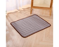 Koelmat voor honden, zelfkoelende mat voor katten en honden in de hete zomer, duurzame koelmat voor huisdieren, accessoires voor slaapmatten voor huisdieren, geschikt voor katten en honden thuis en op reis - bruin, M, 62*50cm