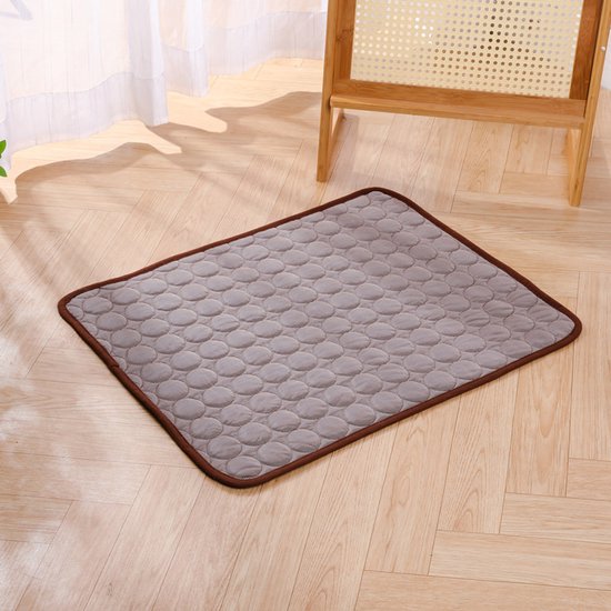 Koelmat voor honden, zelfkoelende mat voor katten en honden in de hete zomer, duurzame koelmat voor huisdieren, accessoires voor slaapmatten voor huisdieren, geschikt voor katten en honden thuis en op reis - bruin, M, 62*50cm