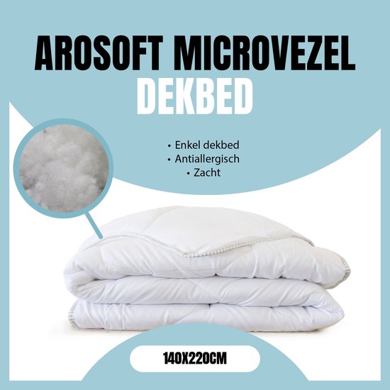 Eleganzzz Arosoft Enkel Dekbed Microvezel - 140x220cm - Winterdekbed - All Year Dekbed Enkel - 500gr/m2 - Enkel Dekbed 140x220 - Eenpersoons Extra Lang - Dekbedden