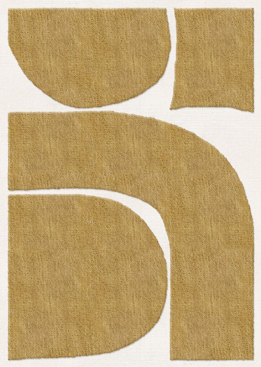 Layered Gotland Rauk Sunflower Yellow Vloerkleed - 180 x 270 cm - Geel,Wit - Rechthoekig - Wol - Eetkamer, Woonkamer, Slaapkamer - Abstract - Modern