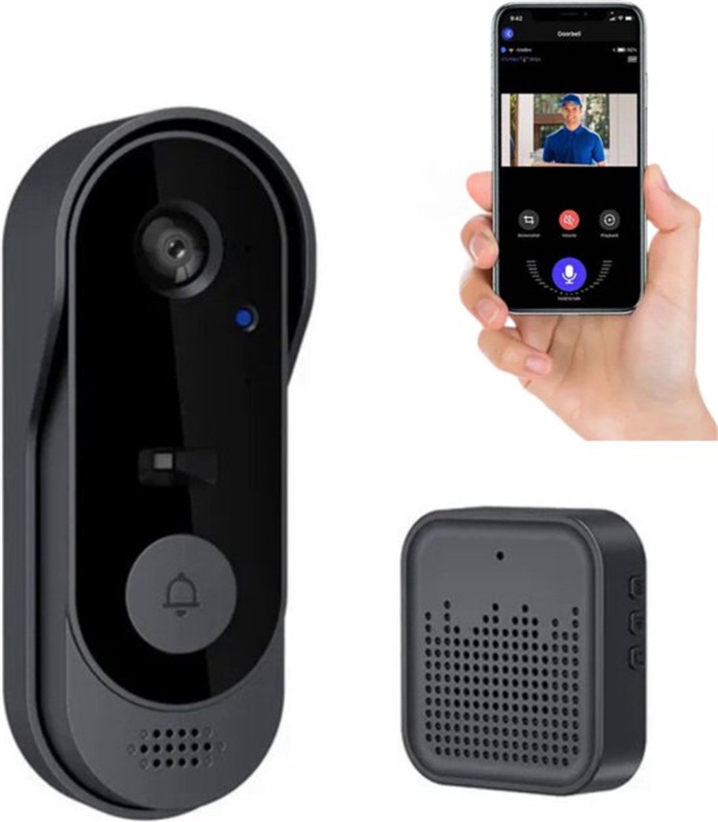 Nieuwe modellen voor 2025-Draadloze videodeurbelcamera met binnenbel, binnen/buiten, 2,4 GHz wifi, tweerichtingsaudio, slimme persoonsdetectie, realtime waarschuwing, 1080P nachtzicht, SD-kaartopslag en cloudopslag