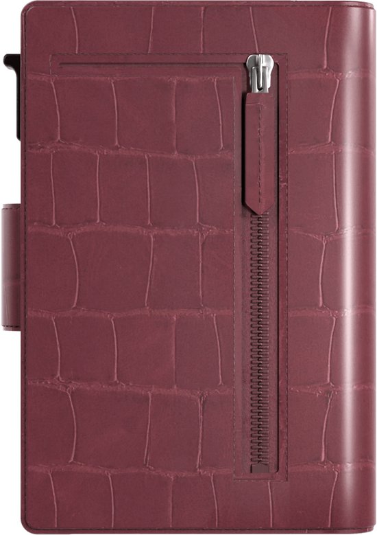 Prowallet Plus – Croco Bordeaux – Porte-cartes RFID – Portefeuille compact avec porte-cartes coulissant – Pour 8 cartes, billets et monnaie – Aluminium et simili cuir – Coffret cadeau de luxe – Femme