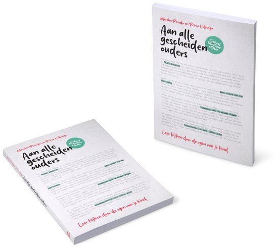Boek met de titel 'Aan alle gescheiden ouders' in een stapel met twee boeken.