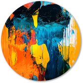 Abstracte silhouetten in levendige kleuren - Silhouet wanddecoratie rond - Ronde wanddecoratie silhouetten - Abstract expressionisme - Design wandcirkel aluminium - Schilderijen klassieke stijl - muurcirkel aluminium 80x80 cm