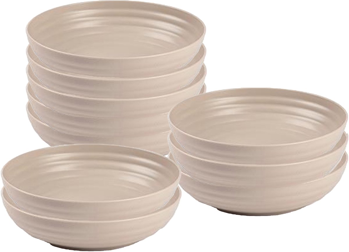 Plasticforte Soepkommen - 10x - D22 x H5.5 cm - taupe - kunststof - onbreekbaar - servies