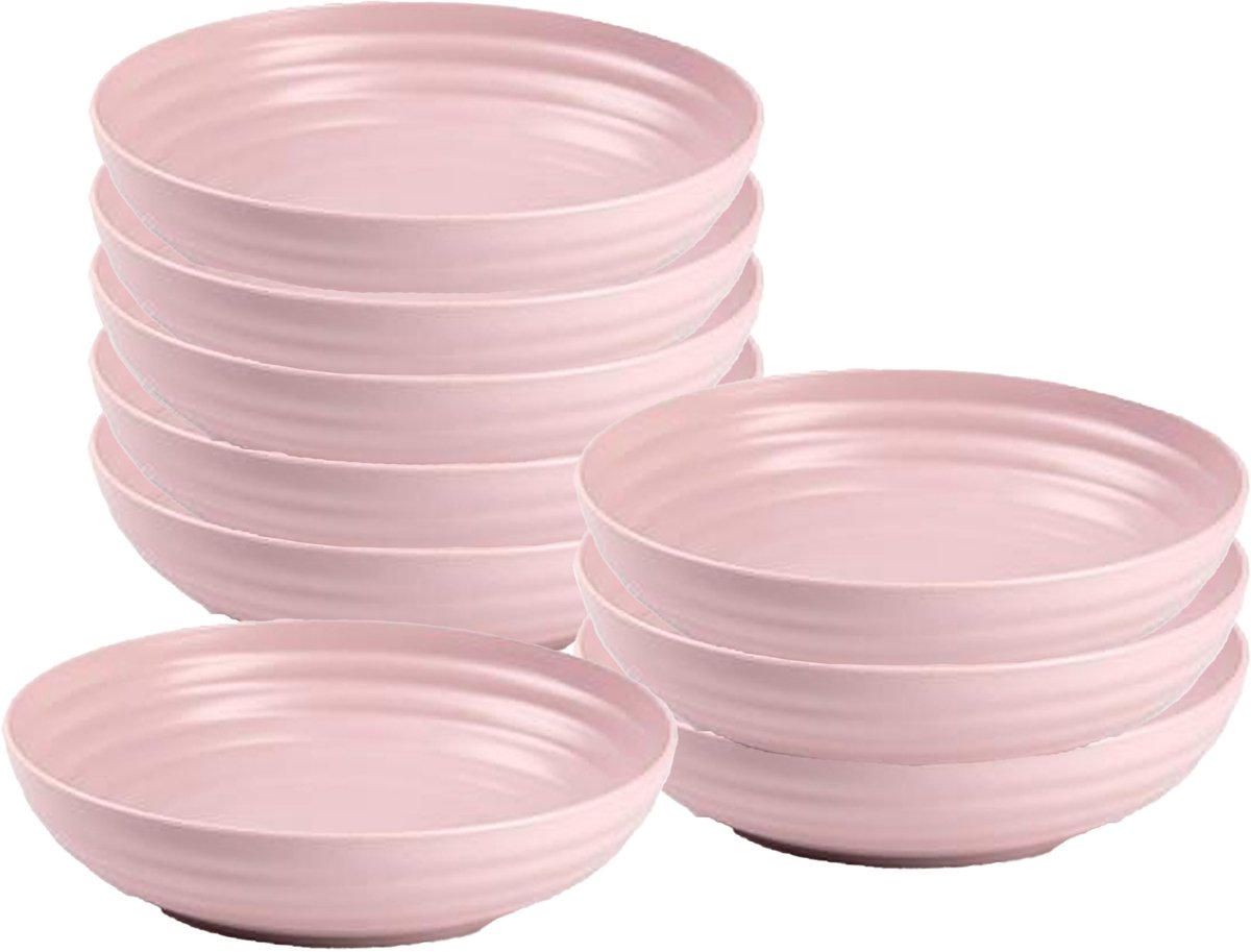 Plasticforte Soepkommen - 8x - D22 x H5.5 cm - oud roze - kunststof - onbreekbaar - servies