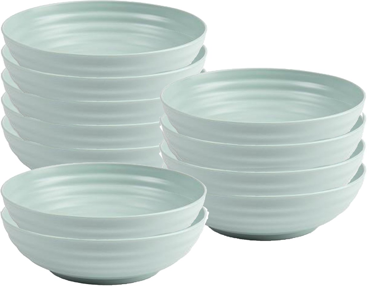 Plasticforte Soepkommen - 10x - D19 x H5.5 cm - groen - kunststof - onbreekbaar - servies