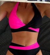 Set bikini bicolore pour femme – Haut dos Halter sexy et culotte taille haute – Maillot de Mode maillots de bains à découpes, haute élasticité et confortable – Perfect pour la plage et le soleil – Taille L