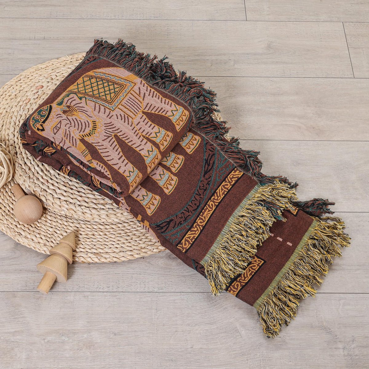 Ibenzoa® Ultra Zachte en Gezellige Dubbelzijdige Katoenen Deken met Olifantenprint voor Bank en Bed