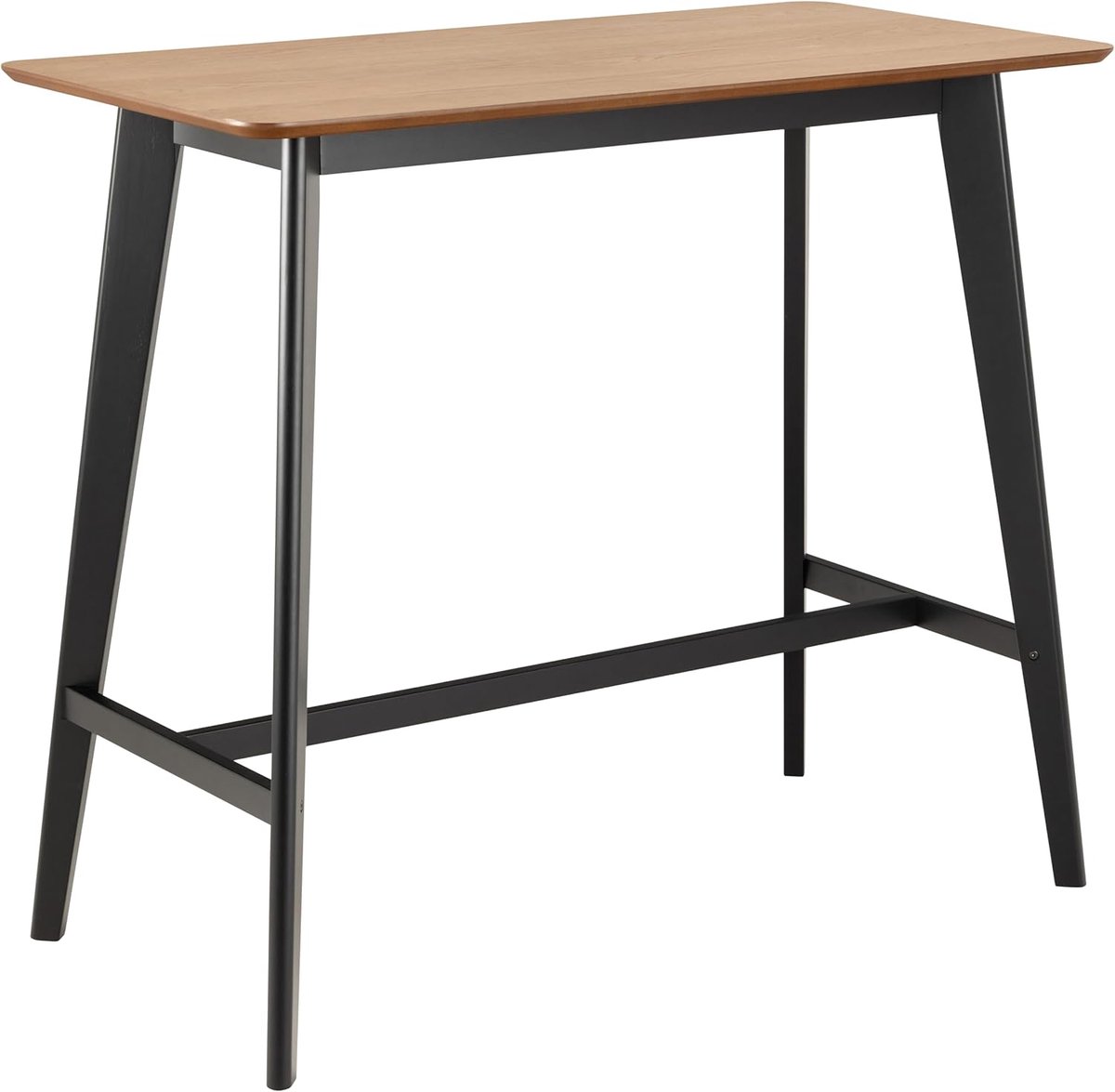 Ibenzoa® Robuuste Eiken Fineer Bartafel met Strakke Zwarte Poten - Perfect voor Keuken of Eethoek