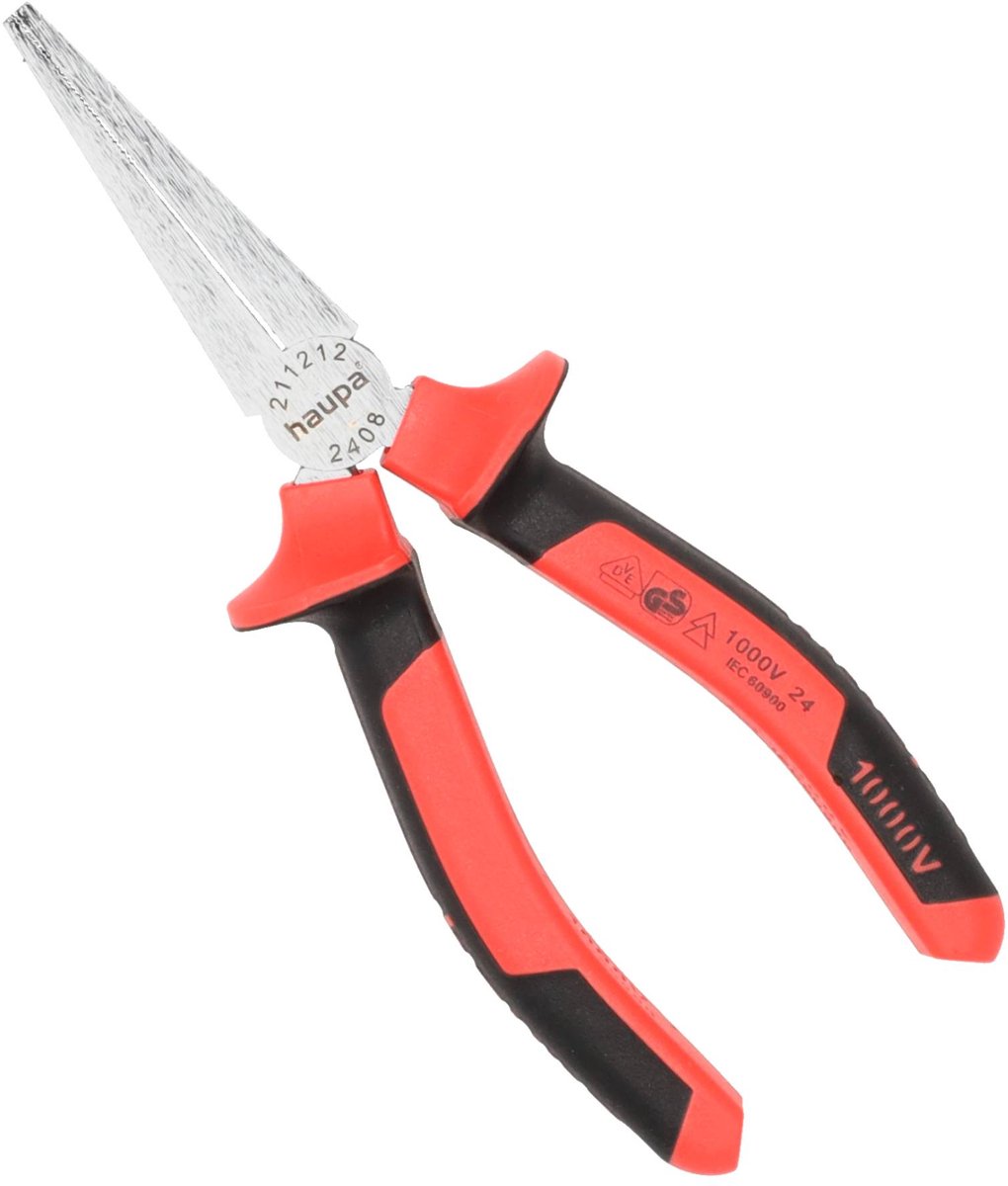 Haupa VDE geïsoleerde Vlakbektang 160 mm - 1000V - IEC 60900:2012-norm - Oliegehard C45-staal - Verchroomde afwerking - Ergonomische 2-componenten handgrepen met opgestoken isolatiehulzen