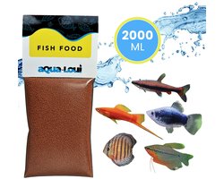Aqua-Loui® - Visvoer - Tropisch Vissenvoer – Granulaat (Granules) – Langzaam Zinkend – Visvoer - Aquarium - Geschikt Voor Middelgrote Vissen - 2.000ml/2Liter