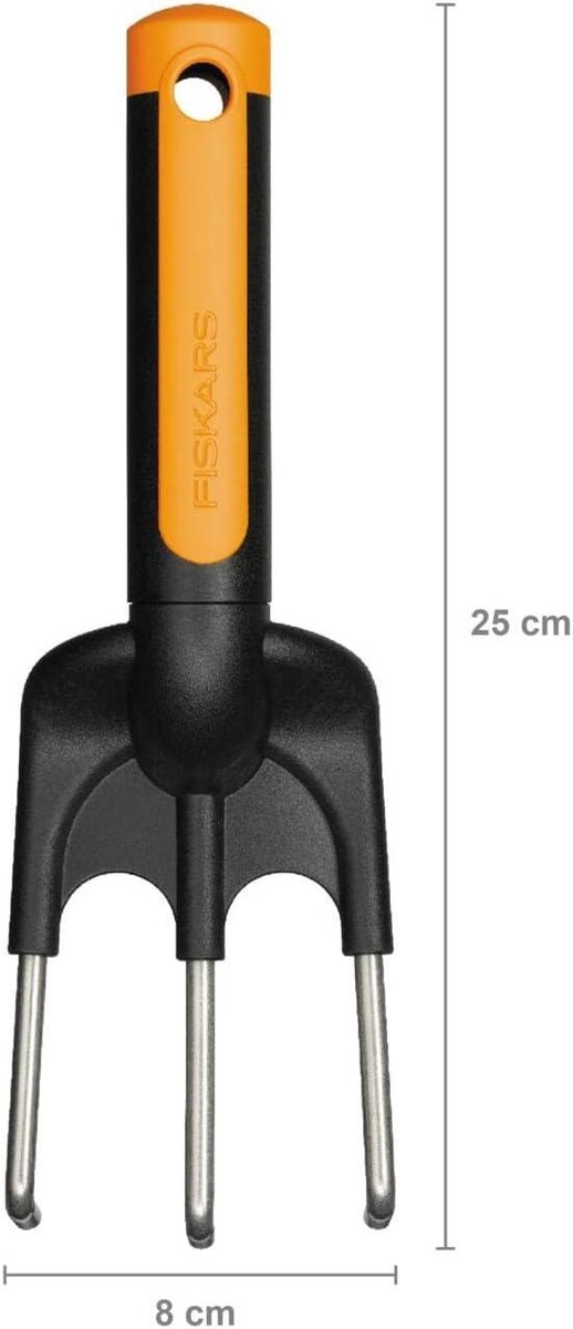 Handharkje met 3 tanden lengte: 25 cm roestvrij staal zwart/oranje Premium 1000728 — afbeelding 4