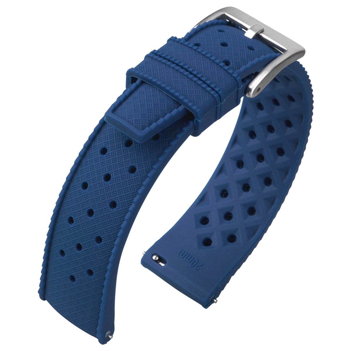 Tropic Style Basket Weave Horlogebandje Silicone Rubber - Makkelijk Zelf te Monteren - Blauw 20mm